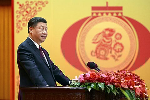 Chinese President Xi Jinping delivers a speech for a Spring Festival reception the Great Hall of the People in Beijing on Jan. 20, 2023. (Photo | AP)