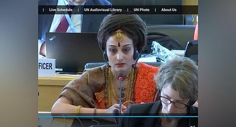 Vijayapriya Nithyananda, USK's representative to the UN. (Photo | SriNithyanandha Twitter)