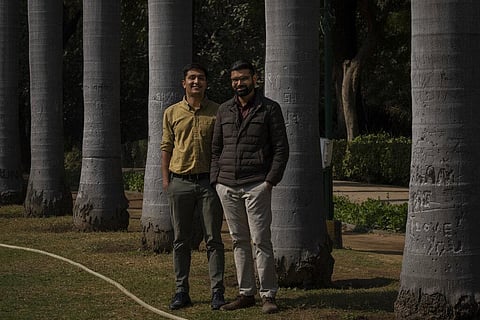 Indian gay couples Utkarsh Saxena, left, and Ananya Kotia, chat in a public park in New Delhi, India, Jan. 18, 2023. (Photo | AP)