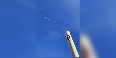 US Air Force fighter aircraft shooting down a suspected Chinese spy balloon off the Carolina coast on February 4, 2023 (Photo | AP)