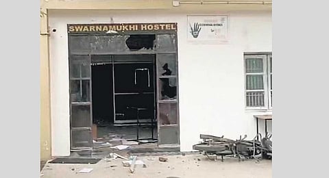 Protesting relatives of the deceased student vandalise college property in Gudur on Sunday | Express