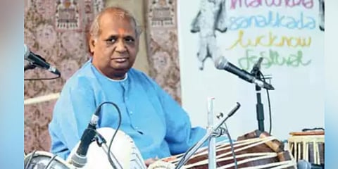 Well-known Pakhawaj player Dinesh Prasad.