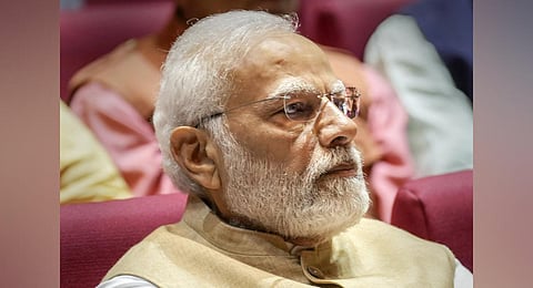 Prime Minister Narendra Modi during the BJP Parliamentary Party meeting, in New Delhi, Tuesday (Photo | PTI)