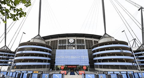 A exterior shot of the stadium before the English Premier League soccer match between Manchester City and Arsenal at the Etihad Stadium in Manchester, England. (Photo | AP)
