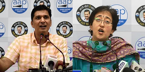 A collage of AAP MLAs Saurabh Bhardwaj (L) and Atishi used for representative purposes only. (File Photo | EPS)