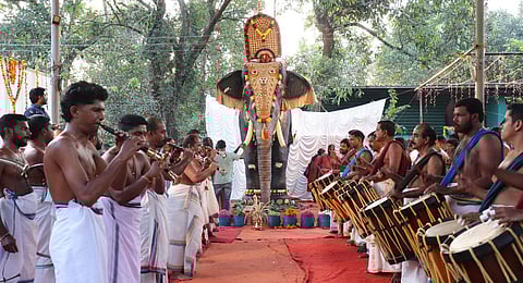 Robotic elephant Raman at the Irinjadappilly Sri Krishna Temple in Thrissur.