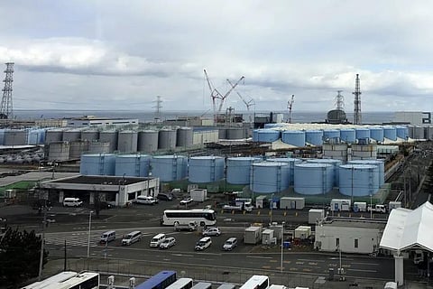 About 1,000 huge tanks holding treated but still radioactive wastewater at the Fukushima Daiichi nuclear power plant in Okuma town, northeastern Japan, on Feb. 22, 2023. (Photo | AP)