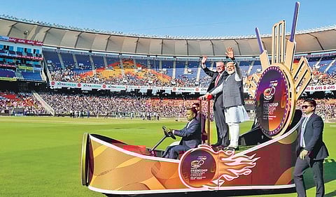 PM Narendra Modi and his Australian counterpart Anthony Albanese at Motera on Thursday | AP