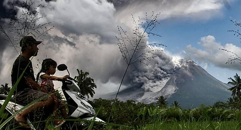 Indonesia's Mount Merapi, one of the world's most active volcanoes, erupted, spewing out smoke and ash that blanketed villages near the crater. (Photo | AFP)