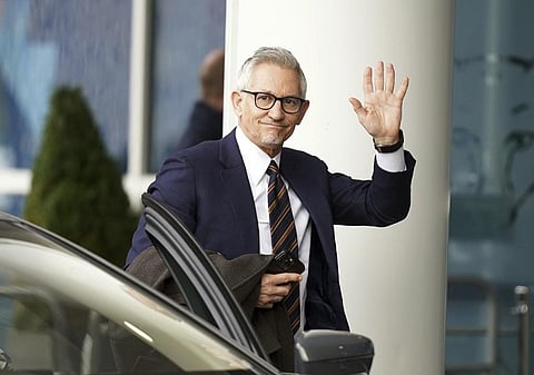 Gary Lineker arrives ahead of the English Premier League match between Leicester City and Chelsea, at the King Power Stadium, in Leicester, Mar. 11, 2023. (Photo | AP)