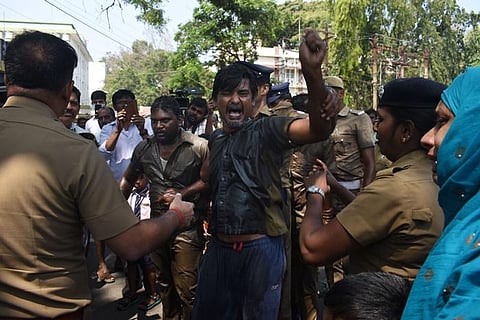 3 autorickshaw drivers tried to self-immolate in front of the collectorate alleging they were not allowed in the auto stand and discriminated against on the basis of their caste and religion