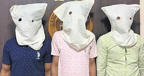 The three accused arrested for the murder of 27-year-old Tamanna (right)