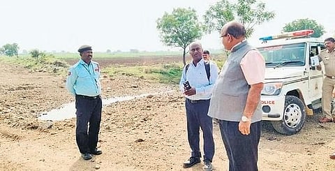 A file photo of Kalaburagi MP Dr Umesh Jadhav inspecting the site of the textile park in Kalaburagi district a couple of years ago