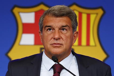 FC Barcelona club President Joan Laporta pauses during a news conference in Barcelona, Spain, on Aug. 6, 2021. (Photo | AP)