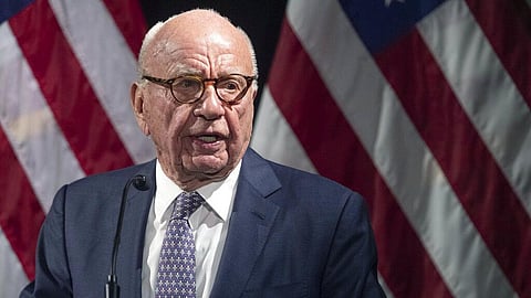 Media mogul and News Corp Executive Chairman Rupert Murdoch speaks at an event in New York, Oct. 30, 2019.