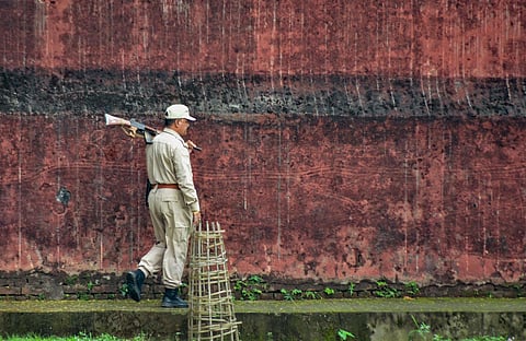 Tight security arrangements at Dibrugarh Central Jail where four close aides of 'Waris Punjab De' founder Amritpal Singh are lodged, in Dibrugarh, Assam. (Photo | PTI)