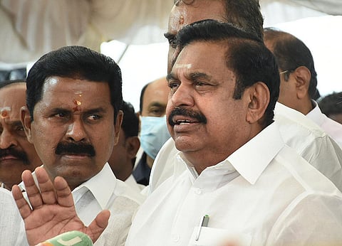 AIADMK leader Edappadi K Palaniswami interacting with media. (Photo | Ashwin Prasath, EPS)