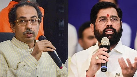 Shiv Sena (UBT) leader Uddhav Thackeray (L) and Maharashtra Deputy Chief Minister Eknath Shinde.