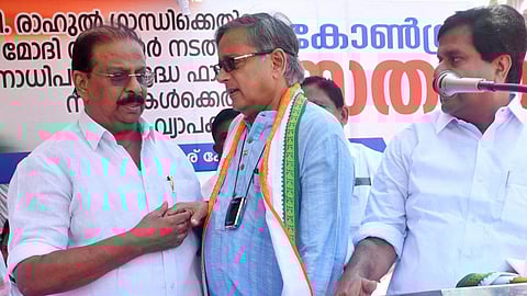 K Sudhakaran with MP Shashi Tharoor