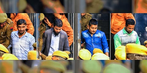 A file photo of the accused in the 2008 Jaipur serial bomb blast arrive at a court, in Jaipur. (Photo |PTI)
