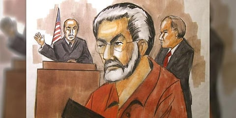 In this Jan. 6, 2010, file courtroom artist's drawing, Tahawwur Rana (C) appears before a Judge in Chicago's federal court. (Photo | AP)