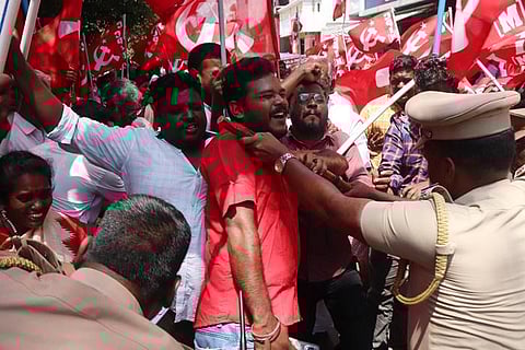 Protests by employees and opposition MLAs in Puducherry