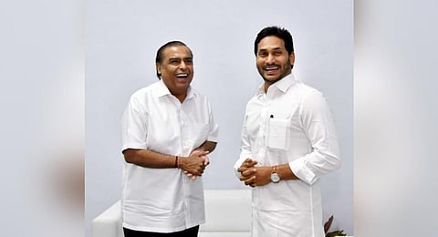 Reliance Industries Chairman Mukesh Ambani with CM Jagan Mohan Reddy