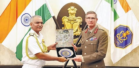 Navy chief Adm R Hari Kumar with General Angus J Campbell, Chief of the Defence Force, Australia in a meeting, in Delhi on Saturday | PTI