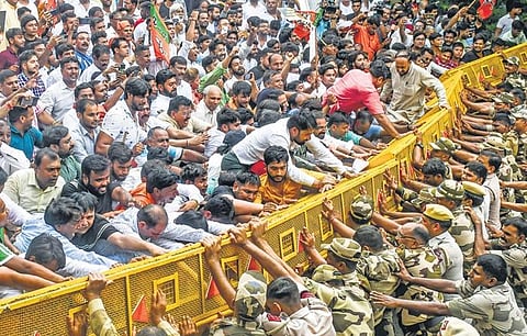 The BJP and the Congress have staged protests in the national Capital against the AAP-led Delhi govt ever since the so-called excise policy scam broke out.