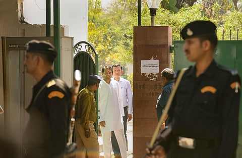 Bihar Minister and RJD MLA Tej Pratap at the residence of Rabri Devi during a visit of CBI officials in connection with the land for jobs scam case, in Patna. (Photo |PTI)