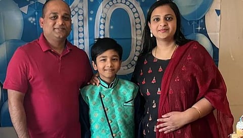 Sreekanth Digala with his wife and son (Photo | GoFundme Website)