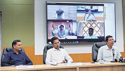 Union minister Dharmendra Pradhan virtually launched a four-year BS online course in electronic systems at IIT Madras on Monday| EXPRESS