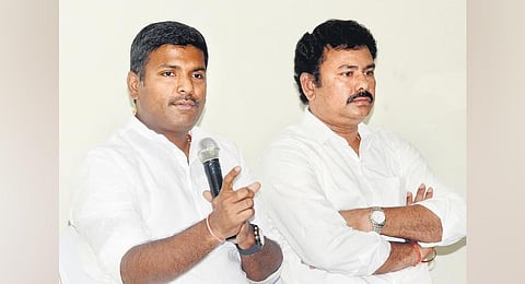 IT and Industries Minister Gudivada Amarnath speaking to reporters on March 6