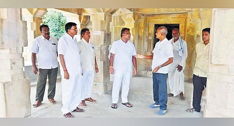 Officials inspecting the temple atop Kondaveedu hill in Guntur I express