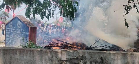 The site of the domestic gas refill set up explosion in Chimalapadu, Khammam district, Telangana. (Express)