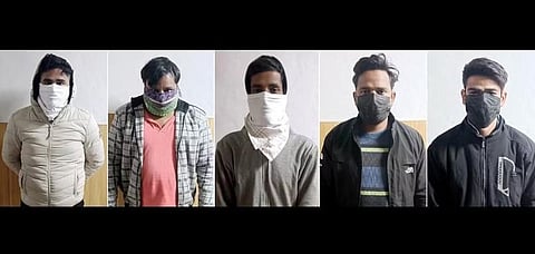 A combination of pictures show the five people who have been arrested in connection with the Kanjhawala incident. (Photo | ANI)