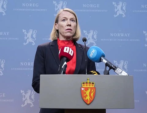 Norway's Foreign Minister Anniken Huitfeldt holds a press conference at the Foreign Ministry in Oslo, Norway, Thursday, April 13, 2023. (Photo | AP)