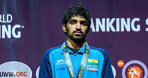 Aman Sehrawat clinched India's first gold medal at the ongoing Asian Wrestling Championships after beating Kyrgyzstan's Almaz Smanbekov in the 57kg category.