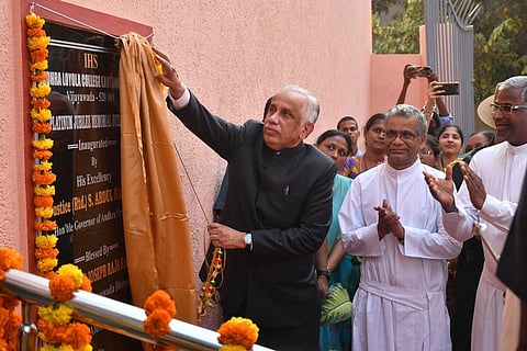 S Abdul Nazeer inaugurating academic blocks at Loyola College. (Photo | Prasant Madugula, EPS)