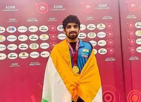 Aman Sehrawat won 57kg gold on Thursday.