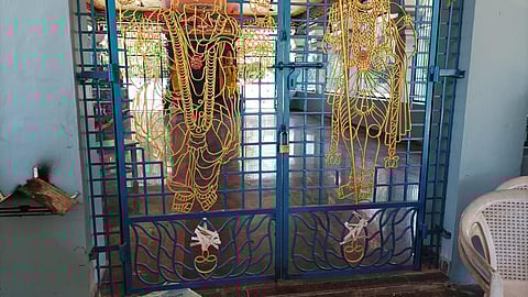 The locked door of the Mazhai Mariamman temple at Alampallam in Thanjavur district | Express