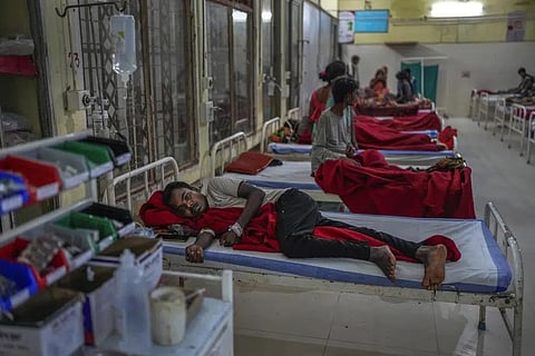 Sonu Devandan, a sickle cell patient, lies on a bed at a government hospital in Ambikapur district, Chhattisgarh state, India, Monday, March 20, 2023. (Photo | AP)