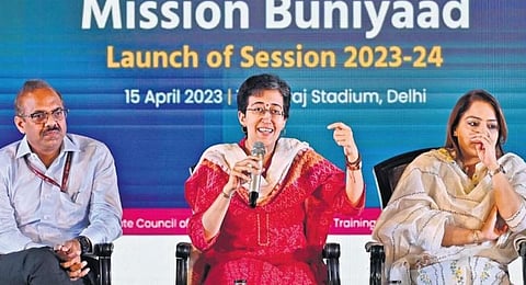 Education minister Atishi interacts with principals of Delhi government and MCD schools during the Orientation Programme on Mission Buniyaad | Shekhar Yadav