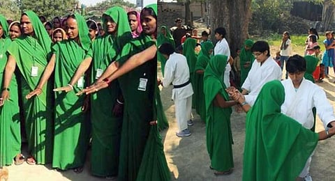 The members of UP's 'Green Gang', the members getting training in martial arts