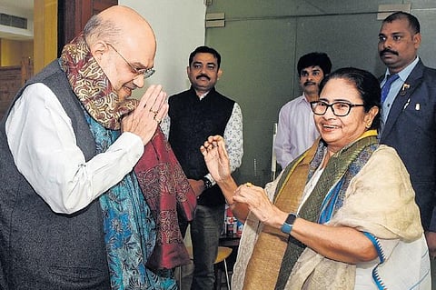 Home Minister Amit Shah with West Bengal CM Mamata Banerjee (File photo | PTI)