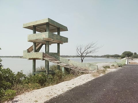 The unmaintained watchtower at Karaivetti bird sanctuary in Ariyalur district | Express