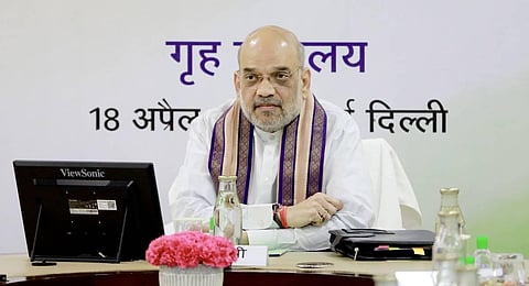 Union Home Minister Amit Shah chairs a 'Chintan Shivir' of senior officers of the Ministry of Home Affairs, in New Delhi, Tuesday, April 18, 2023. (Photo | PTI)