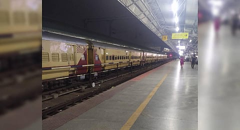 Platform one of the KSR railway station where a senior ticketing official manhandled a passenger yesterday. (Photo | Express)
