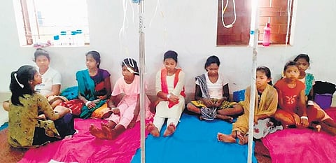 The students undergoing treatment at K Balang primary health centre | Express