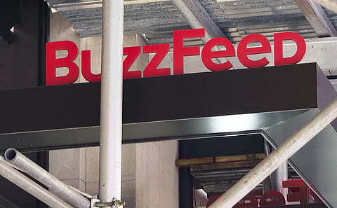 The entrance to BuzzFeed in New York is seen on Nov. 19, 2020. (Photo | AP)